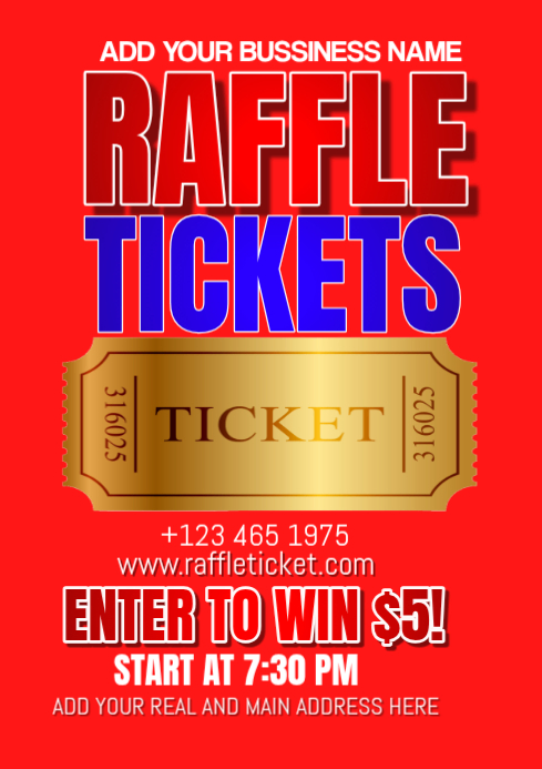 Construction Raffle Tickets Red Raffle Ticket Promotion A3 Template | PosterMyWall