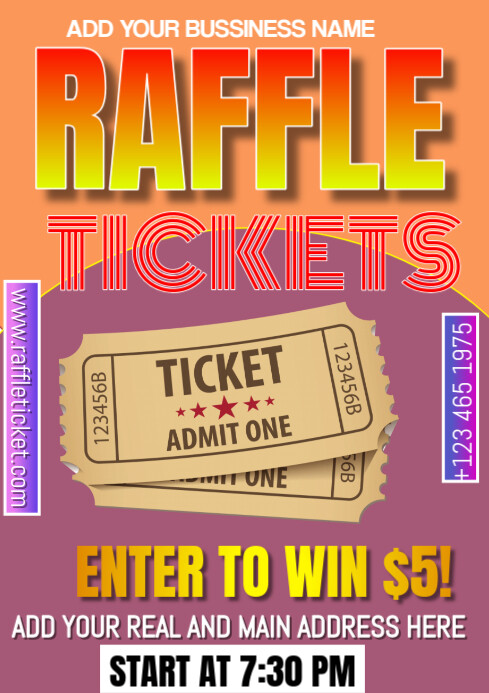 Real Raffle Tickets Plantilla de Rosa Raffle Tickets A3 | PosterMyWall