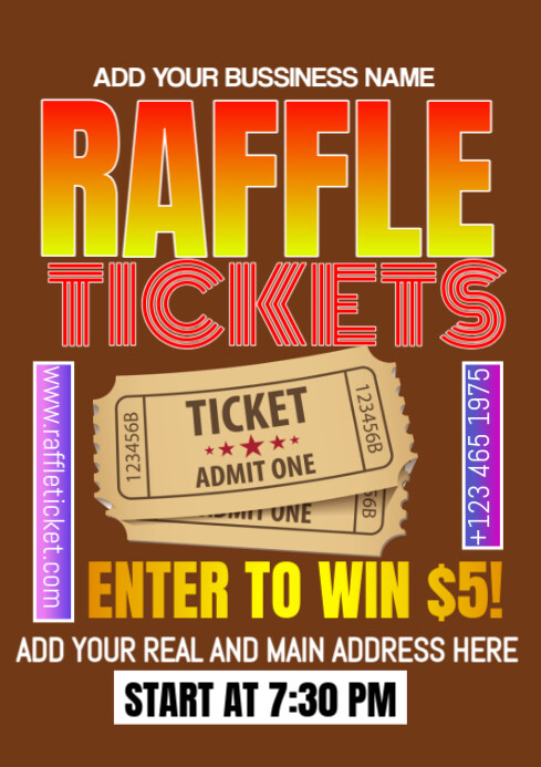 Sample Raffle Event Plantilla de Naranja Raffle Event A3 | PosterMyWall