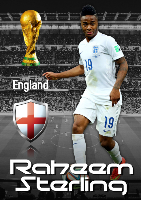 Raheem Sterling poster A2 template