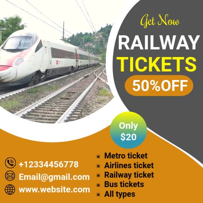 Railway ticket template Instagram-bericht