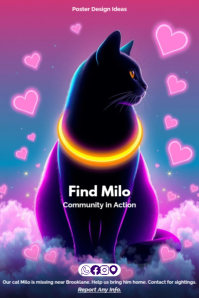 Różowy Missing Cat Plakat Template