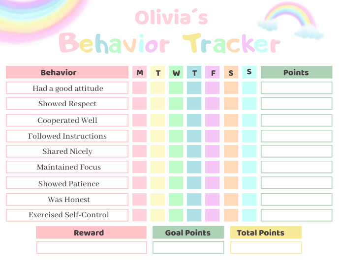 Front Loading Chart For Behavior Printable Behavior Chart Template