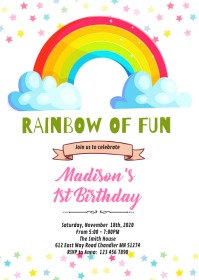 15 900 Rainbow Birthday Invitation Customizable Design Templates Postermywall