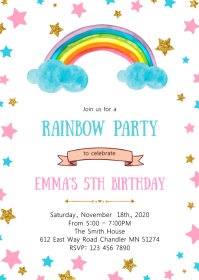 15 900 Rainbow Birthday Invitation Customizable Design Templates Postermywall