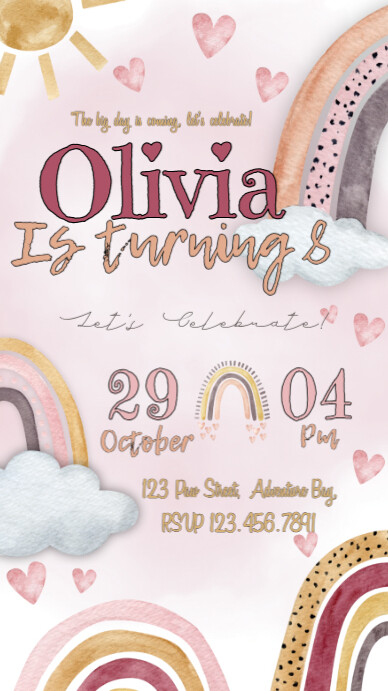 RAINBOW BOHO INVITATION Instagram 快拍 template