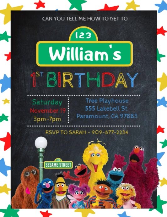 Rainbow chalkboard birthday invitation templa Folheto (US Letter) template