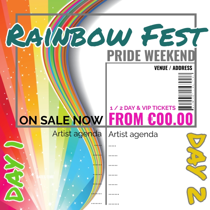 Pride Raffle Tickets Plantilla de RAINBOW FESTIVAL TICKET Pride weekend | PosterMyWall