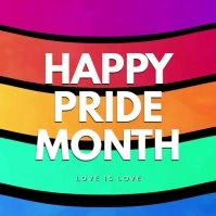 rainbow flag Happy Pride Month card Greetings Square (1:1) template