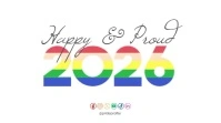 Rainbow Gradient Typographic Pride Happy & Proud 2026 LGBT Twitter Post template