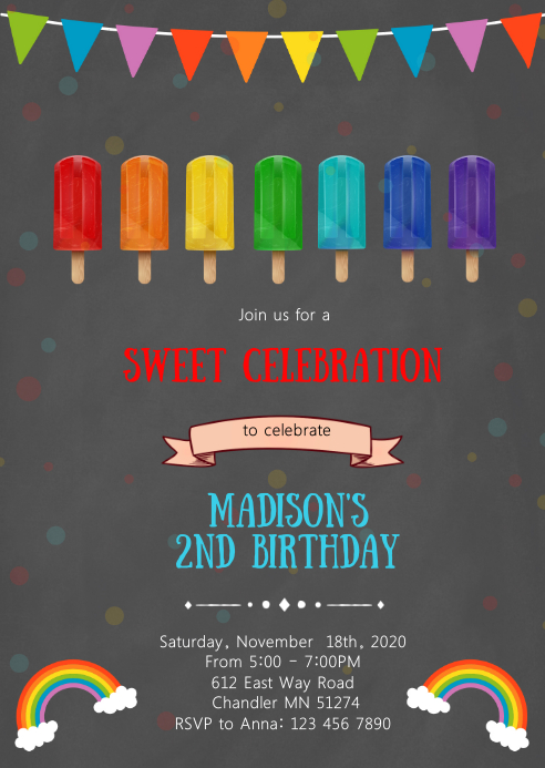 Regenbogen Eis Geburtstagsfeier Einladung Vorlage Postermywall
