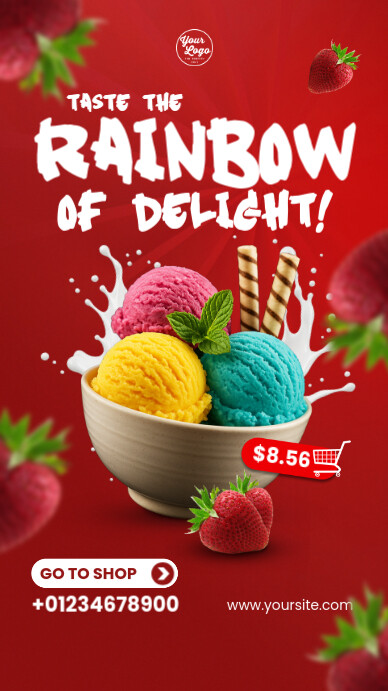 Rainbow Ice Cream Promotion Instagram Story template