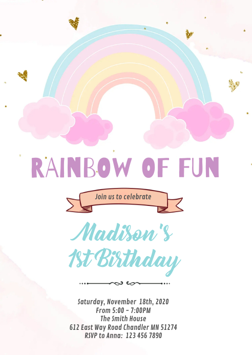 Rainbow pastel theme party invitation Template | PosterMyWall Rainbow pastel theme party invitation Template | PosterMyWall