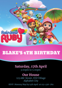 Ruby Ball Invite Rainbow Ruby Birthday Invitation Template | PosterMyWall
