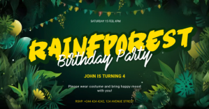 Rainforest birthday party invitation Imagen Compartida en Facebook template