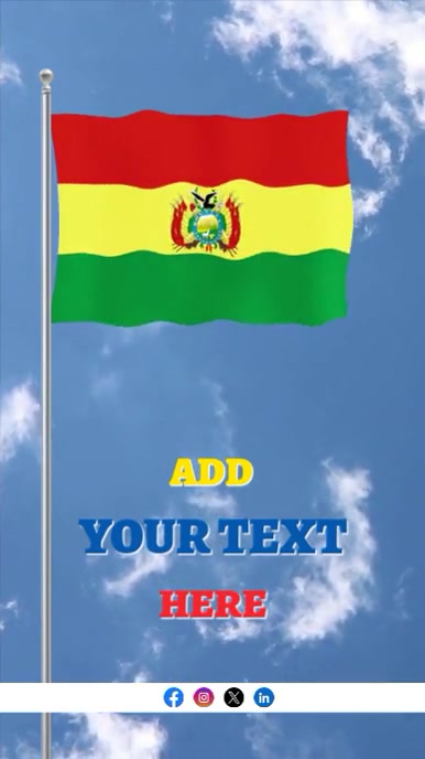 Raising Flag Of  Bolivia Waving Flag Editable Instagram Reel template