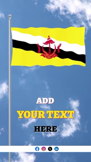 Raising Flag Of Brunei on A pole Editable Instagram Reel template