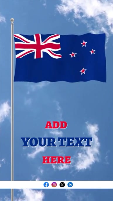 Raising Flag Of New Zealand Editable Instagram Reel template
