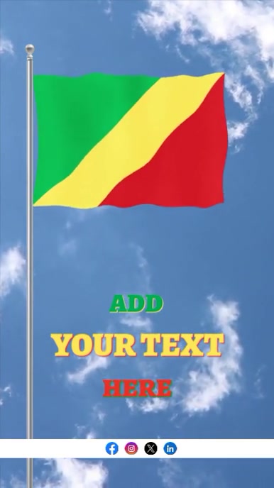 Raising Flag of Republic of the Congo(Brazzaville) Editable Template Instagram Reel