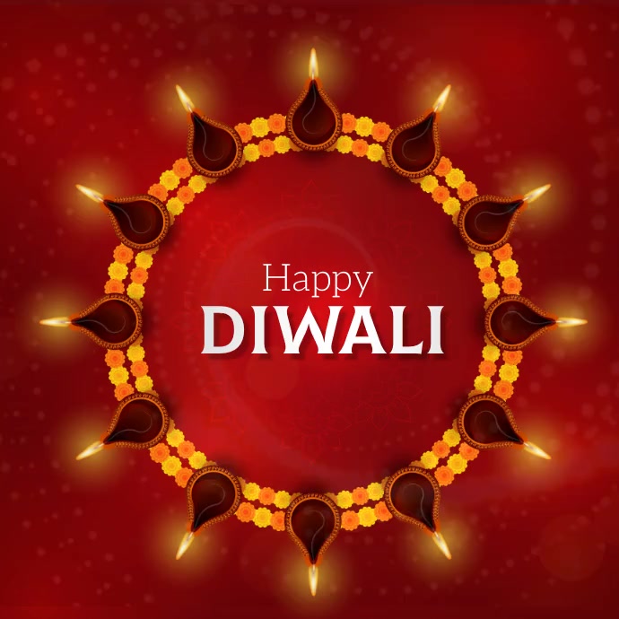 Diwali, Indian festival Square (1:1) template