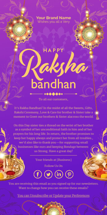 Modèle Raksha Bandhan Best Wishes Email Template | PosterMyWall