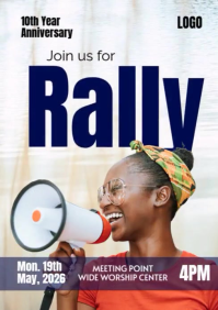 Rally 10th year anniversary announcement poster A3 template