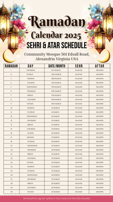 Ramadan, event, ramadan timings A4 template