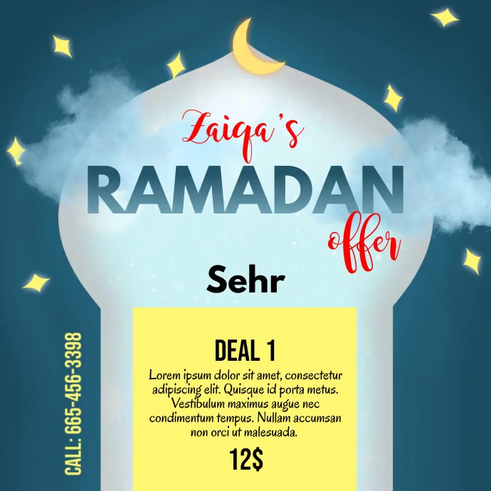 ramadan, menu Instagram na Post template