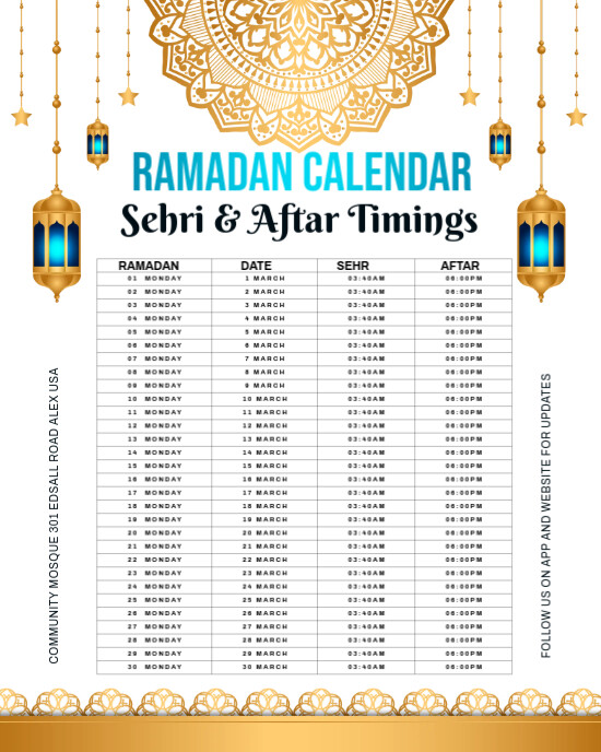 Ramadan, event ramadan timings Instagram Portrait template