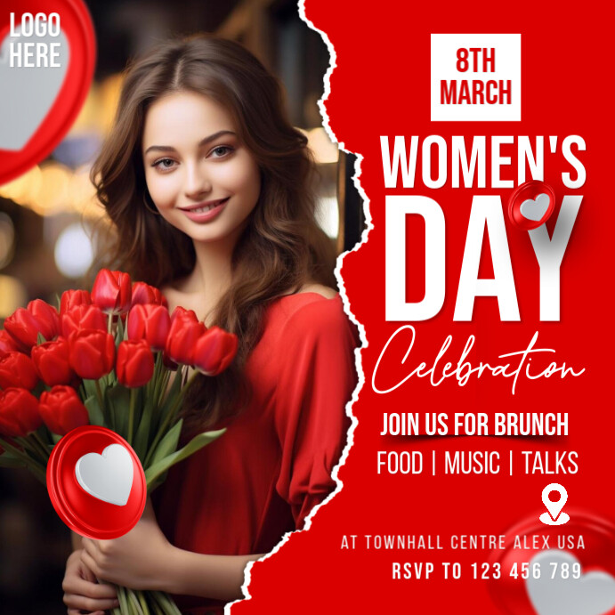 women's day party, event, greeting card, celebration Wpis na Instagrama template