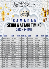 ramadan calendar, ramadan calendar 2023 A6 template