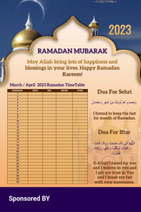 Ramadan Calendar 2023 Template Design Poster