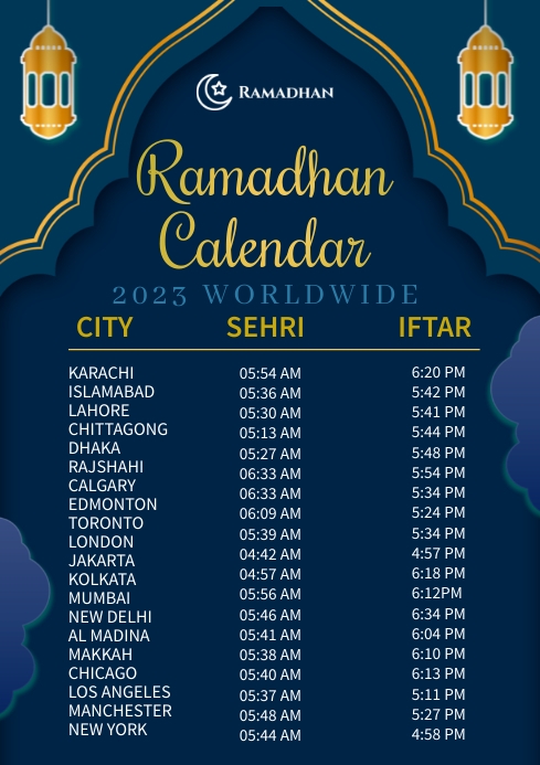 Ramadan Calendar A4 template