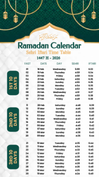 Wit Ramadan Calendar Digitalt display Template