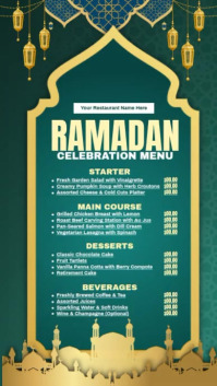 Turquoise Ramadan Celebration Menu รีลบน Instagram Template