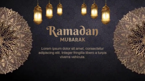 สีดำ Ramadan Mubarak Digital na Display Template