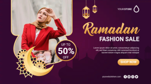 สีม่วง Ramadan Fashion Sale Tampilan Digital Template