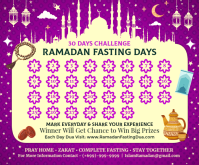 Ramadan Fasting 30 Days Calendar Template Persegi Panjang Sedang