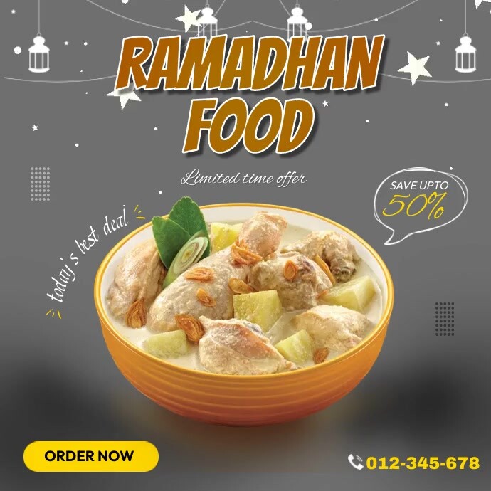 Ramadan Food Ads Publicação no Instagram template