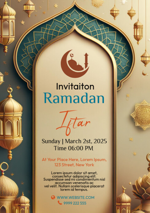 ramadan iftar & sehri time A4 template