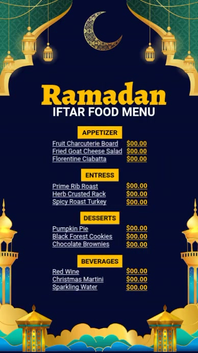 Ramadan Iftar Food Menu Template | PosterMyWall