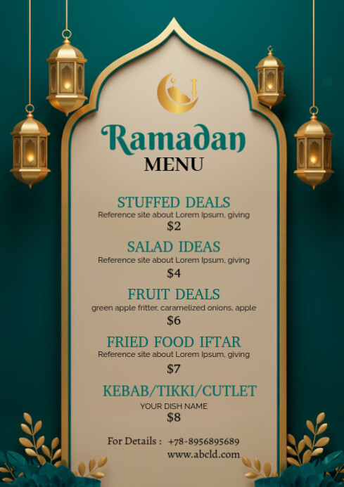 Ramadan Iftar Menu Eid Buffet A4 template