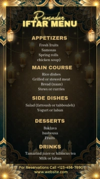 Ramadan iftar menu template История на Instagram
