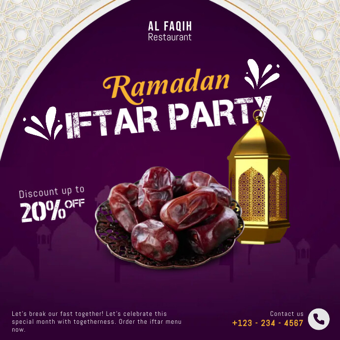 Ramadan Iftar Party Instagram Post template