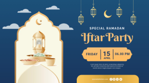Blue Ramadan Iftar Party Digitalt display Template