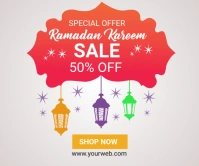 Ramadan kareem 50% off sale Large Rectangle template