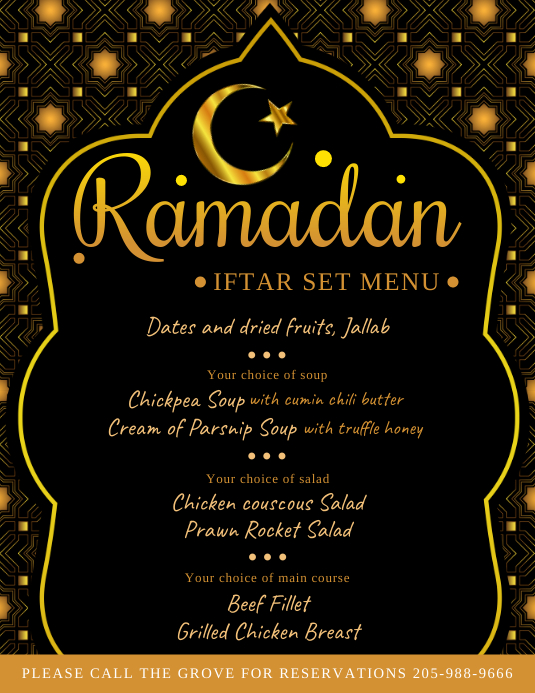 Ramadan Kareem Iftar Menu Design Schwarze Vorlage Postermywall