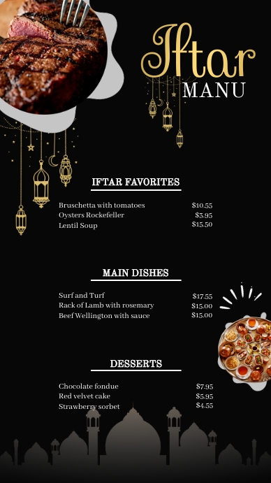 Ramadan Kareem Menu card instagram story Instagram-verhaal template