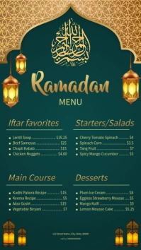 Ramadan Kareem Menu card instagram story template