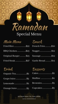 Ramadan Kareem Menu card instagram story template